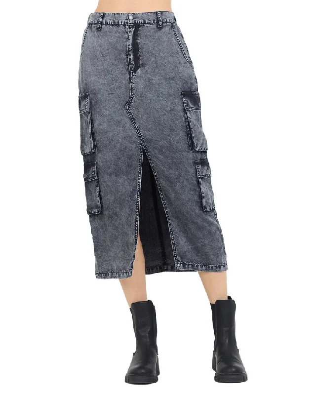 women's retro denim skirtsVintage Havana Split Front Midi Skirt