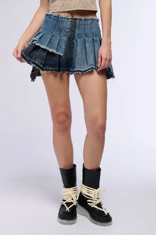 women's solid-color skirtsSO COMPLICATED MULTI DENIM MINI SKIRT