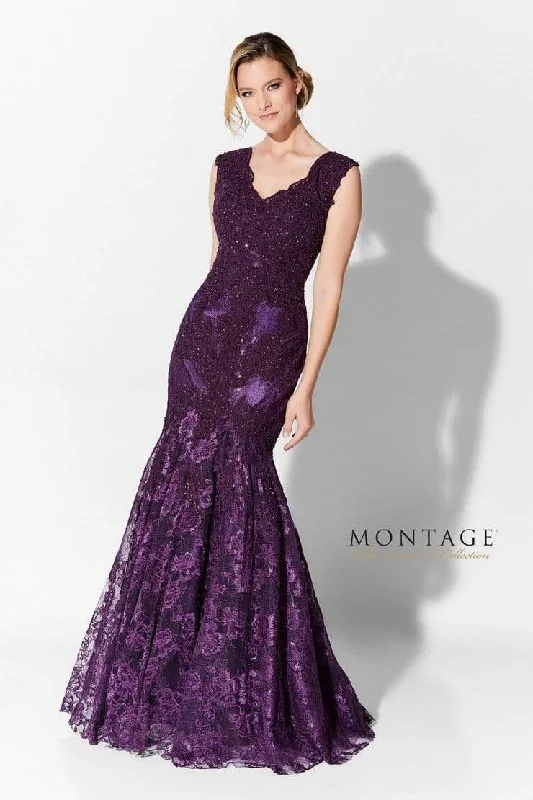 women's affordable dressesIvonne D by Mon Cheri - Scalloped Lace Mermaid Evening Gown 215D08 - 1 pc Eggplant in Size 4 Available