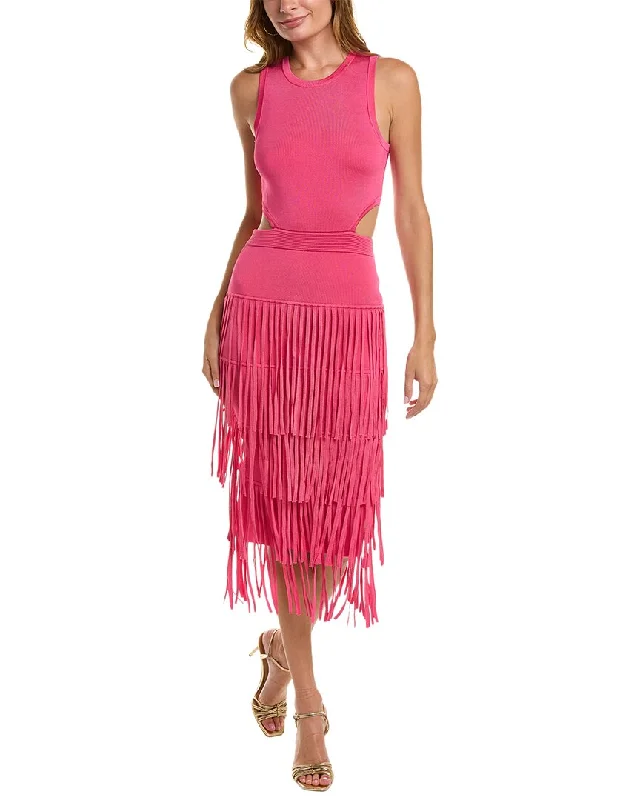 women's silk dressesToccin Fringe Racerback Midi Dress