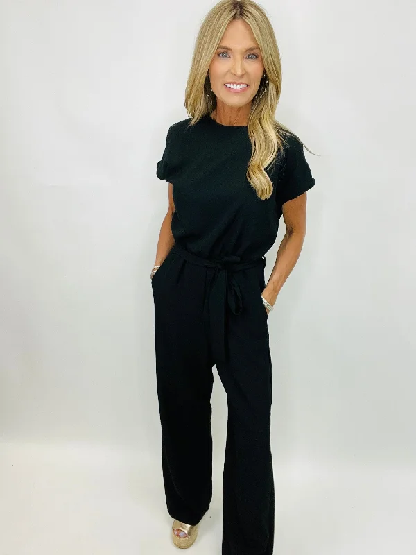 women's jumpsuits for all-day comfortTAKE A TRIP JUMPSUIT--BLACK—RESTOCK ALERT