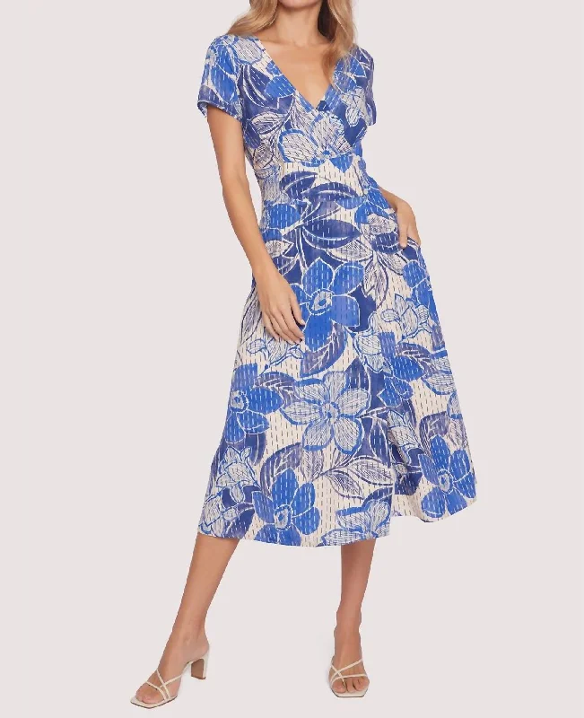 women's body-skimming dressesBellflower Midi Dress In Blue Floral