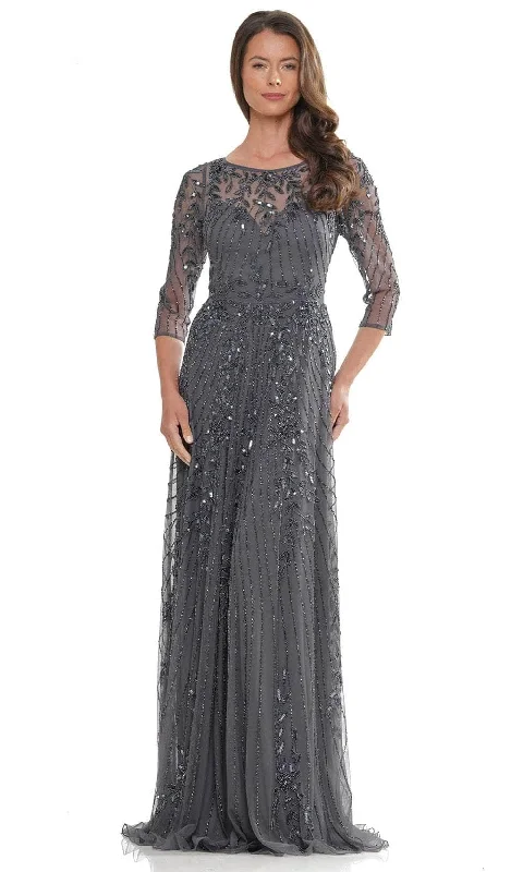 women's empire waist dressesMarsoni by Colors MV1283 - Sheer Quarter Sleeve Embellished Evening Dress