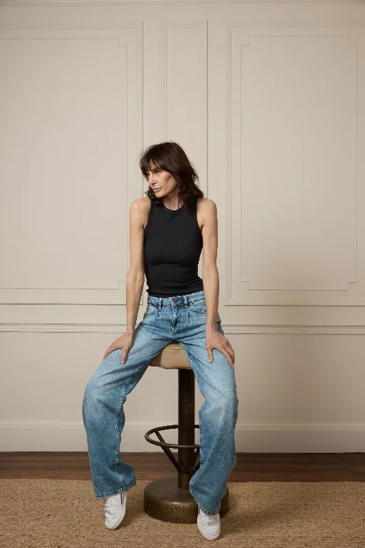 women's denim jeans with button-fly closurePrudence The Pleat Front Wide Leg | Longer Length | Dearest One [Light Wash]