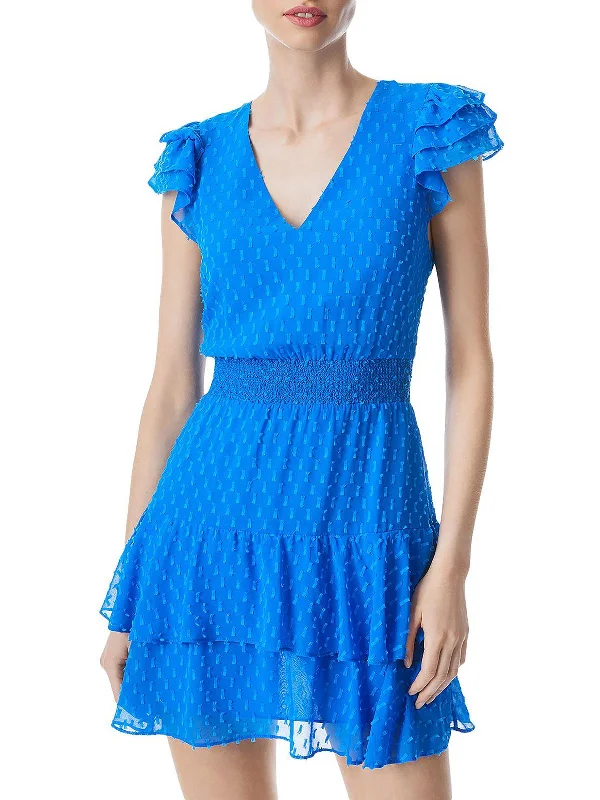 women's vacation dressesWomens Ruched Mini Fit & Flare Dress