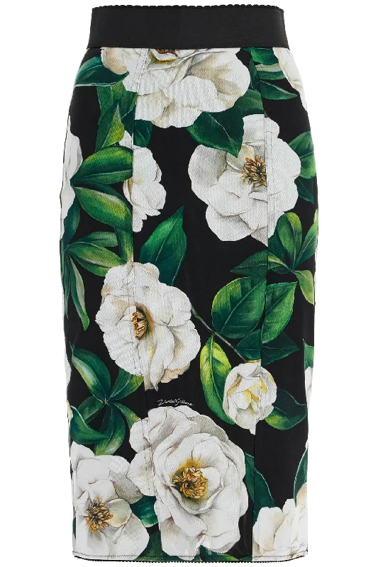 women's elastic-waisted skirts for pregnancyDolce & Gabbana Women's  Floral Synthetic Knee-Length Skirt