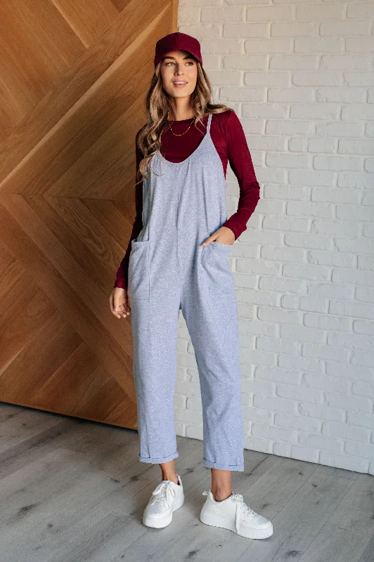 women's elegant jumpsuitsTotally Me Spaghetti Strap Jumpsuit in Heather Grey