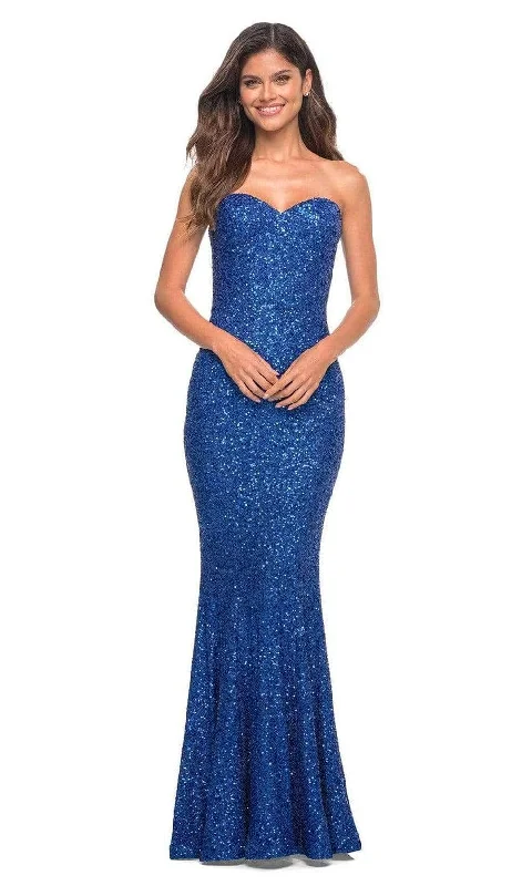 women's checkered dressesLa Femme - 30714SC Sequined Sweetheart Neck Evening Gown