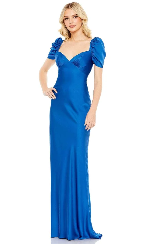 women's statement dressesIeena Duggal 68332 - Puff Sleeve Fitted Bodice Evening Dress