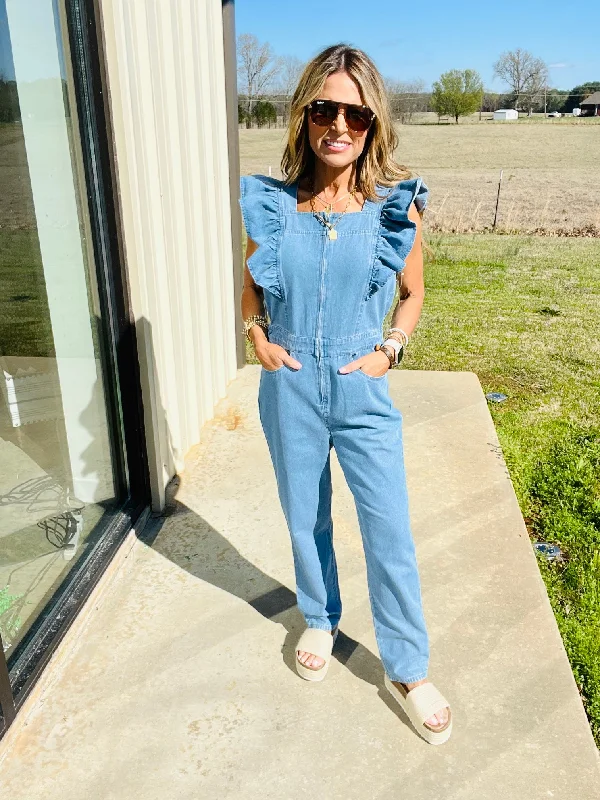 women's jumpsuits for affordable luxurySATURDAY NIGHTS JUMPSUIT- DENIM--FLASH SALE