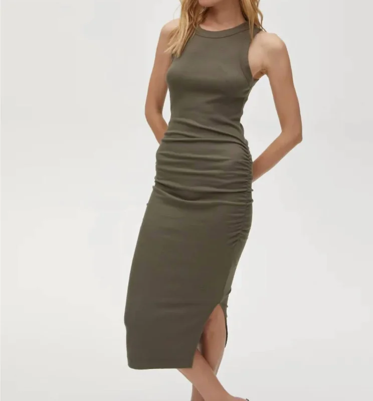 women's unique dressesWren Ultra Rib Midi Dress In Olive