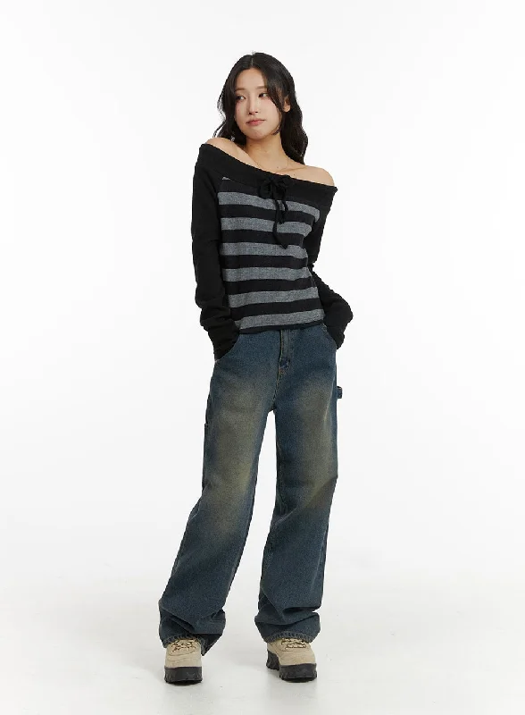 women's denim jeans for a comfortable fitWashed Straight-Leg Jeans CJ417