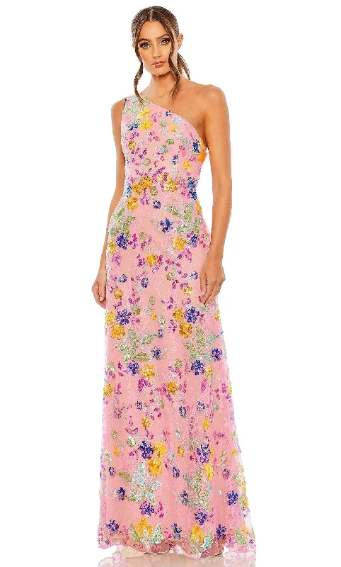 women's vacation dressesMac Duggal 68515 - Asymmetric Floral Sequin Evening Gown