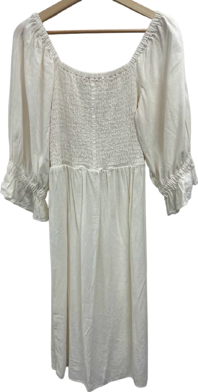 women's mother of the bride dressesBy Very White Smocked Midi Dress UK 14