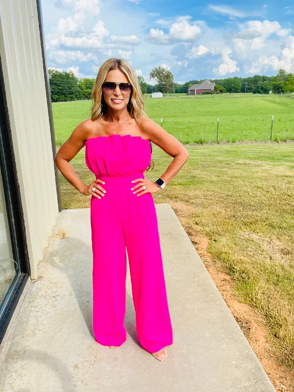 women's jumpsuits for ethical manufacturingSOUTH OCEAN BOULEVARD JUMPSUIT- HOT PINK-FLASH SALE