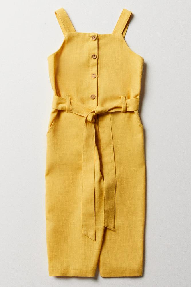 women's jumpsuits made of cottonBelted Strappy Jumpsuit Yellow