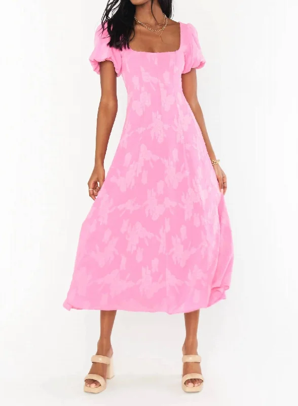 women's lace-up dressesMia Midi Dress In Pink Clip Floral