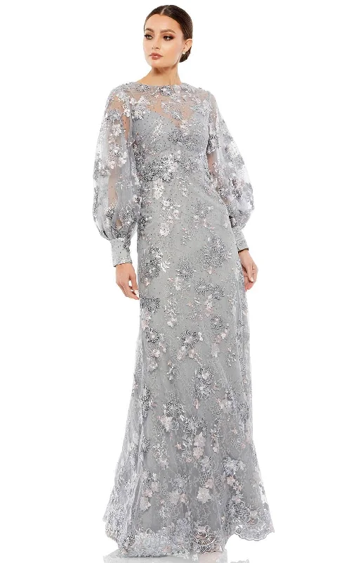 women's machine-washable dressesMac Duggal 67936 - Long Sleeve Embellished Evening Gown