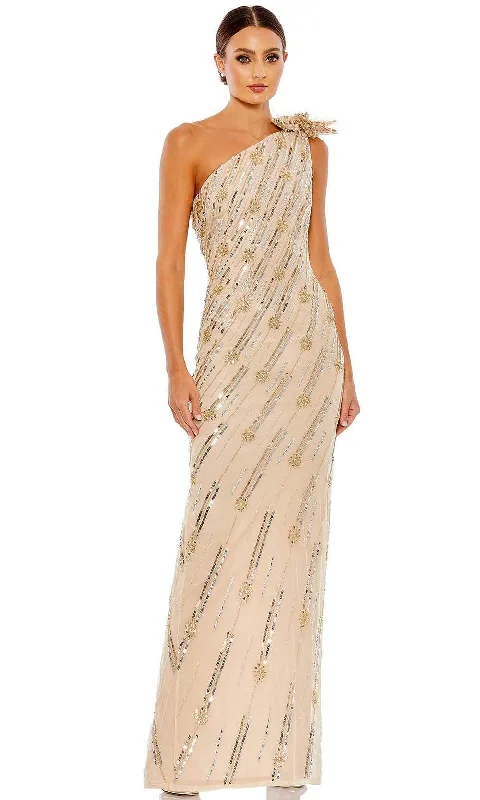 women's maxi dressesMac Duggal 93739 - Embellished Asymmetrical Neck Evening Gown