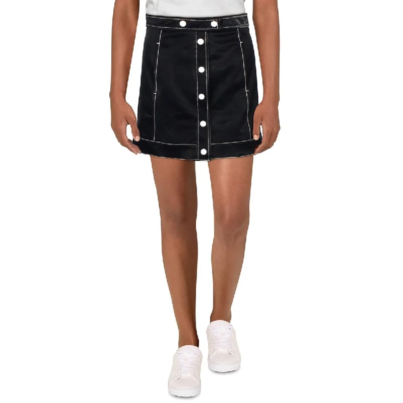 women's leather skirtsWomens Faux Leather Embossed Mini Skirt