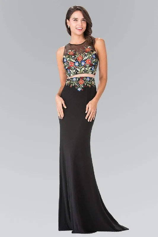 women's body-skimming dressesElizabeth K - GL2241 Mock Two-Piece with Embroidery Evening Gown