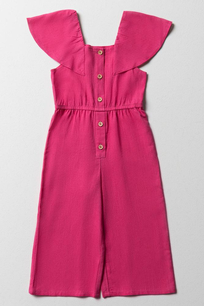 women's wide-leg jumpsuitsFrill Sleeve Jumpsuit Bright Pink