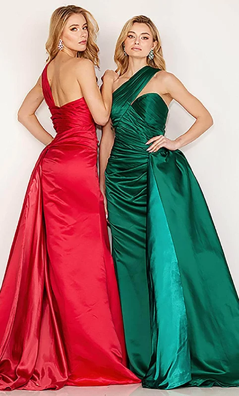 women's sleeveless dressesCecilia Couture 189 - One Sleeve Pleated Detail Evening Gown