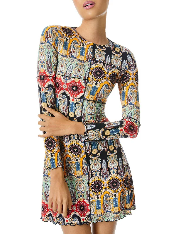 women's stretch dressesDelora Womens Silk Printed Mini Dress