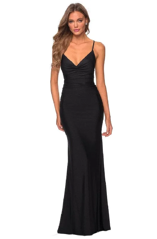 women's stretch dressesLa Femme 28984SC - Strappy Back Evening Dress