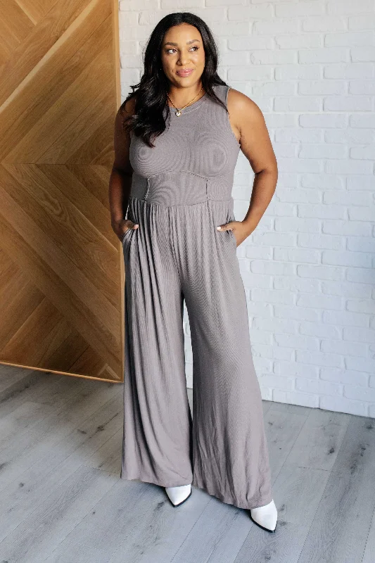 women's cozy jumpsuitsHilary Wide Leg Jumpsuit in Grey