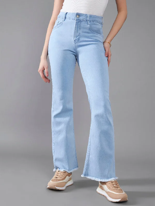 women's blue denim jeans24/7 Comfort Women's Light Blue Bootcut High Rise Cropped Stretchable Denim Jeans