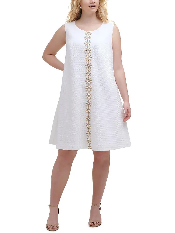 women's cotton dressesPlus Womens Applique Mini Cocktail and Party Dress