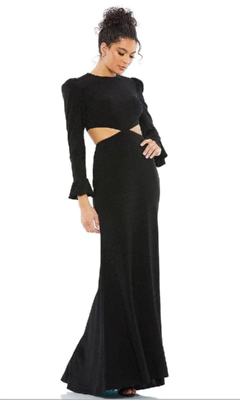 women's chiffon dressesIeena Duggal - Long Sleeve Cutout Evening Dress 67944