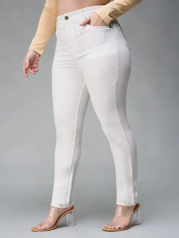 women's acid-washed denim jeans24/7 comfort Women's White Skinny High Rise Stretchable Denim Jeans