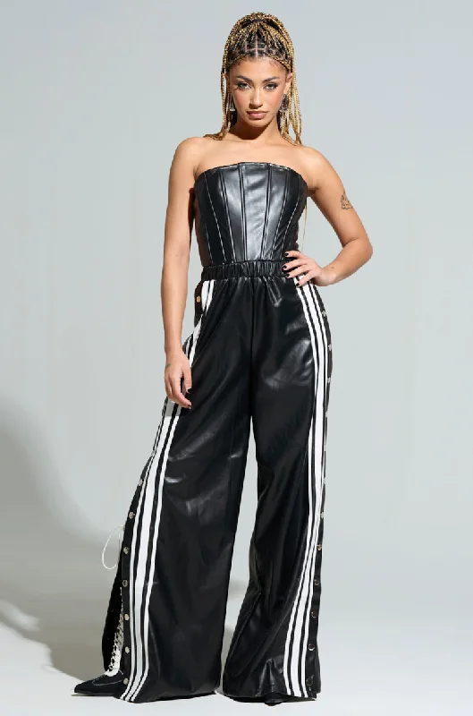 women's jumpsuits for high-performance fabricsSEE YOU NEXT YEAR PU JUMPSUIT