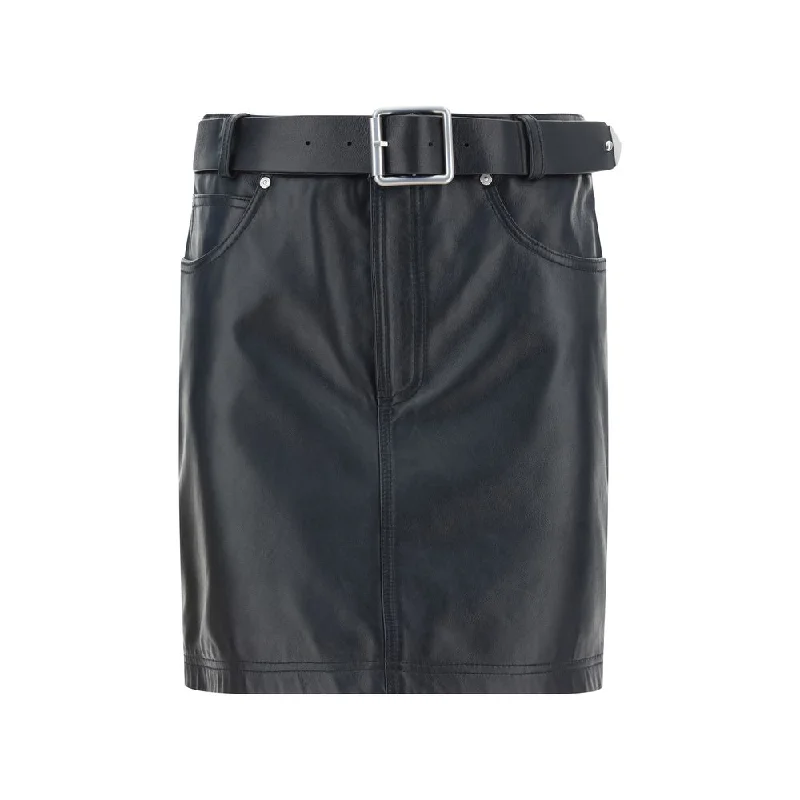 women's striped tulip skirtsPINKO Leather Mini Women's Skirt