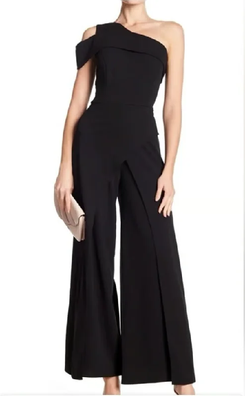 women's jumpsuits for curve-hugging styles6 - marina black asymmetrical wide leg jumpsuit