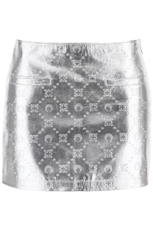 women's denim skirtsMarine Serre Women's Moonogram Mini Skirt In Laminated Leather