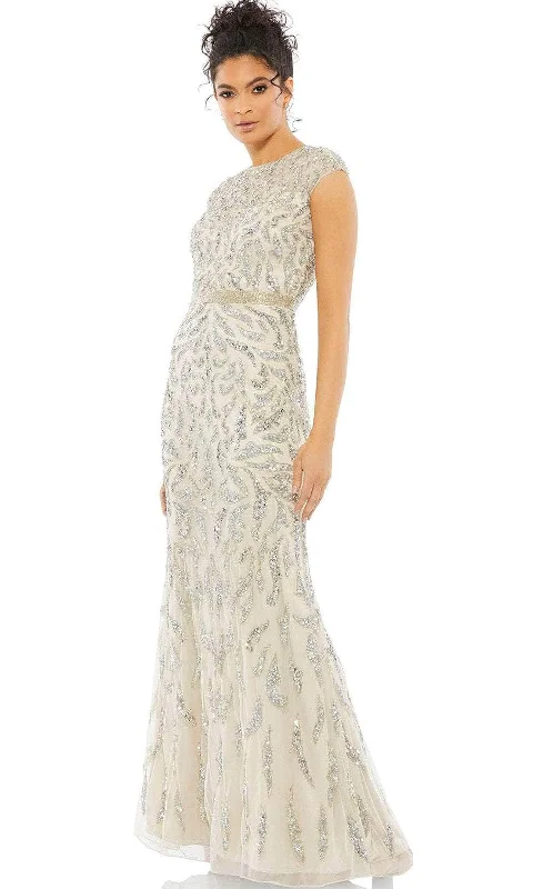 women's sheath dressesMac Duggal 5532 - Bedazzled Cap Sleeve Evening Gown