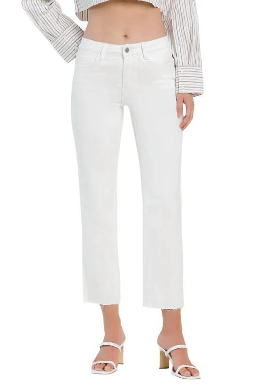 women's denim jeans with functional pocketsMelissa Mid Rise Straight Jeans In Optic White