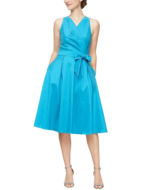 women's designer dressesWomens Surplice Midi Cocktail and Party Dress