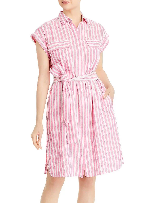 women's sustainable dressesWomens Striped Mini Shirtdress