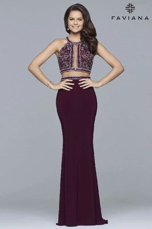 women's evening dressesFaviana - 10019 Beaded Top Two-Piece Evening Gown