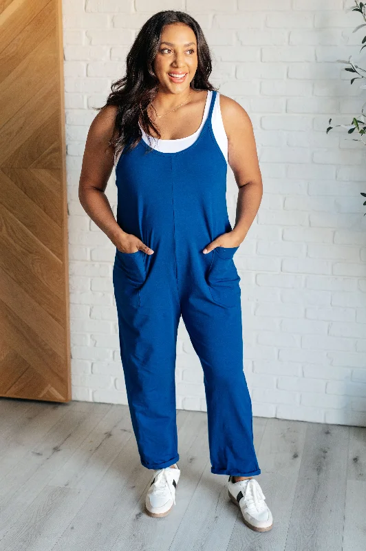 women's formal jumpsuitsTotally Me Spaghetti Strap Jumpsuit in Light Navy