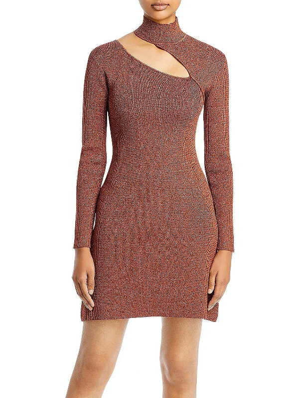 women's smart casual dressesWomens Ribbed Mockneck Mini Bodycon Dress