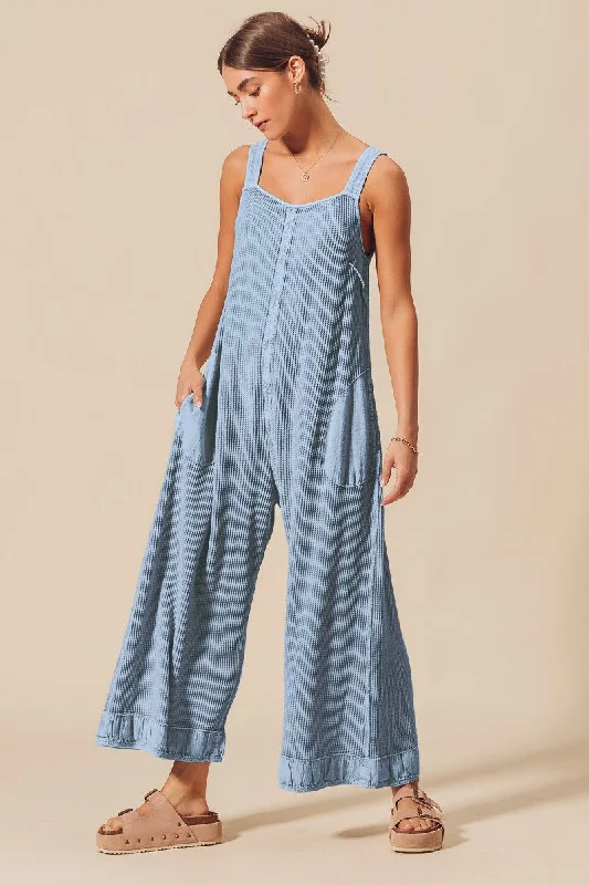 women's jumpsuits with lace detailsVINTAGE BLUE OVERALLS