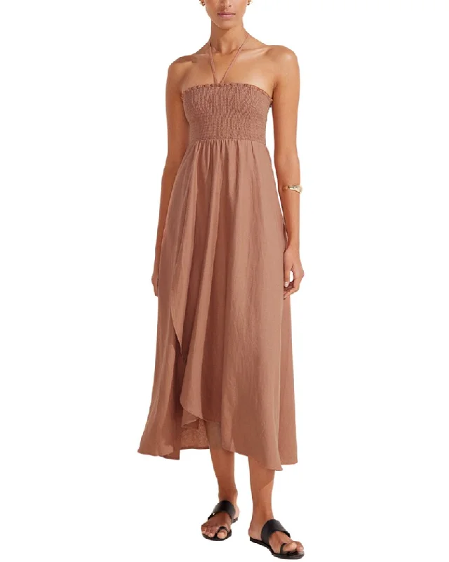 women's velvet dressesAuguste Lorenzo Linen-Blend Midi Dress