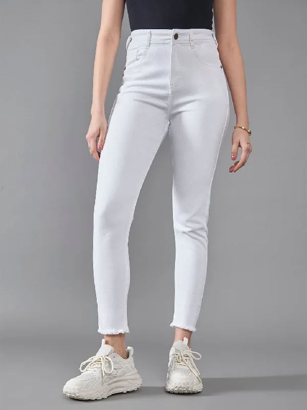 women's denim jeans with sequinsCHASEstretch™ Women's White Skinny High Rise Cropped Denim Jeans