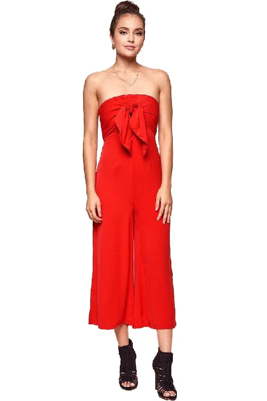 women's jumpsuits for glamorous evenings5 - gypsies & moondust red strapless jumpsuit