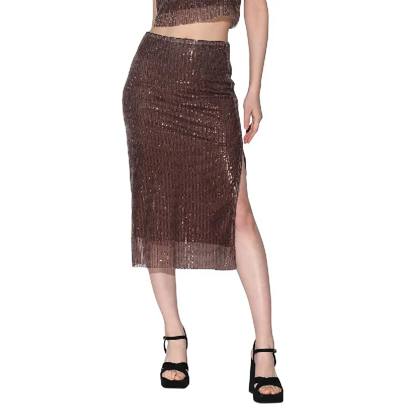 women's zip-up skirtsPlus Womens Sequined Party Midi Skirt